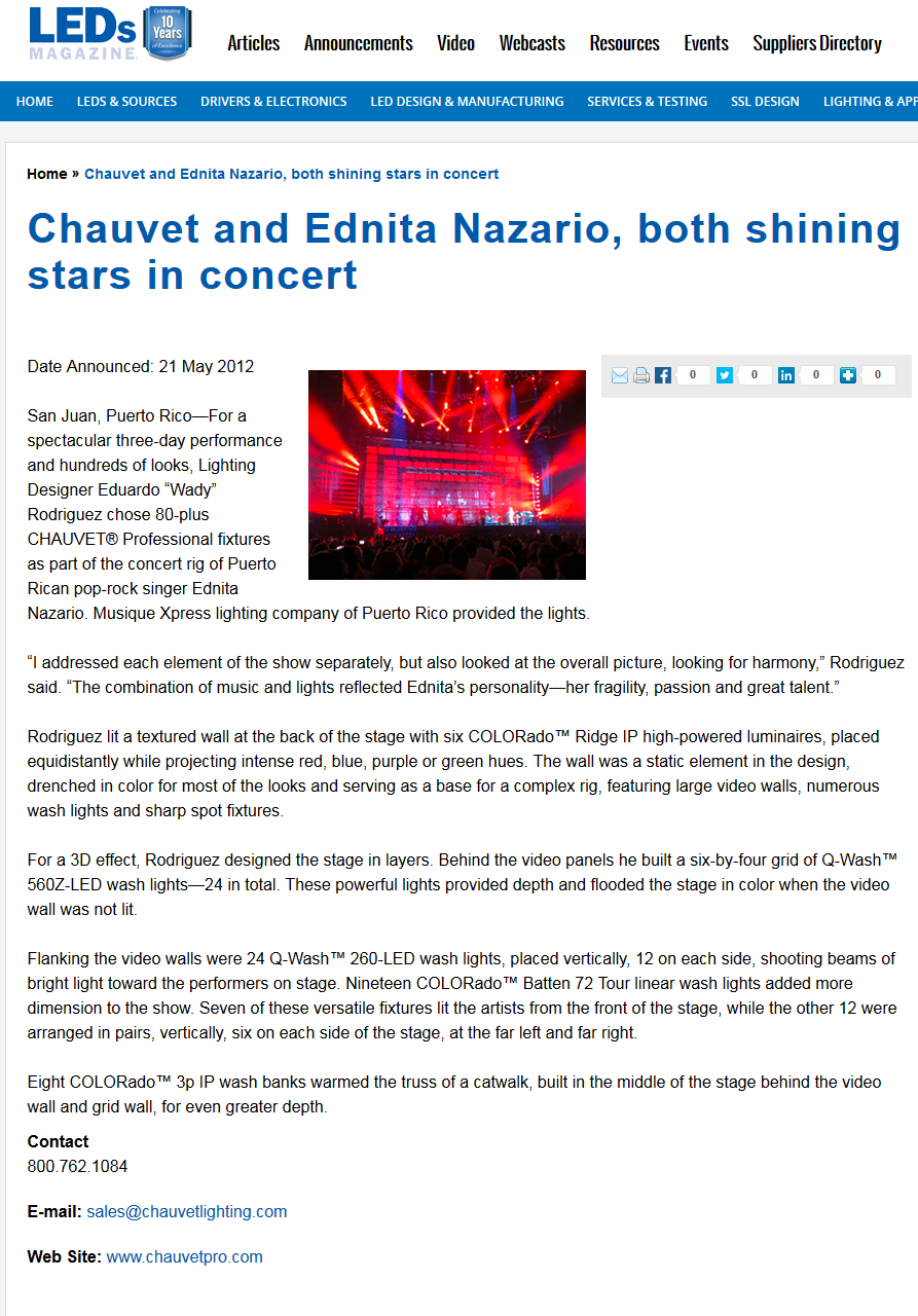 Chauvet and Ednita Nazario, both shining stars in concert